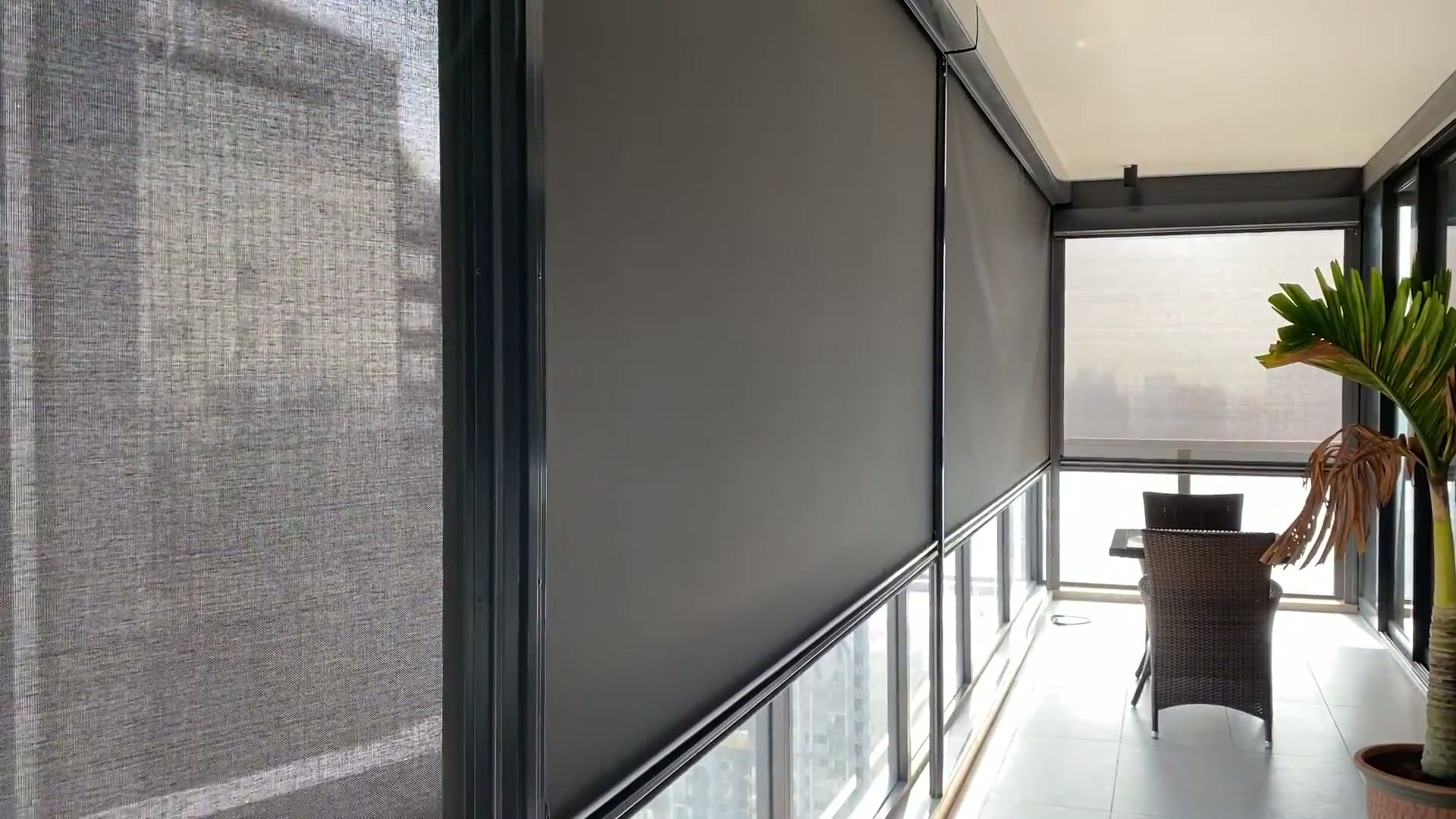Installed zip track blinds on a Singapore balcony